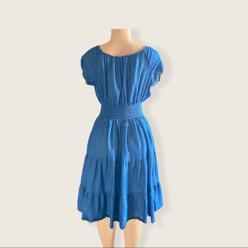 Millenium Blue Ruffle Dress size L - Picture 3 of 7